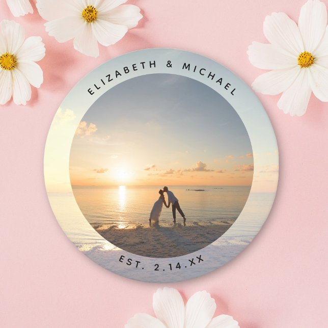 Create Your Own Custom Elegant Wedding Photo Round Paper Coaster (Creator Uploaded)