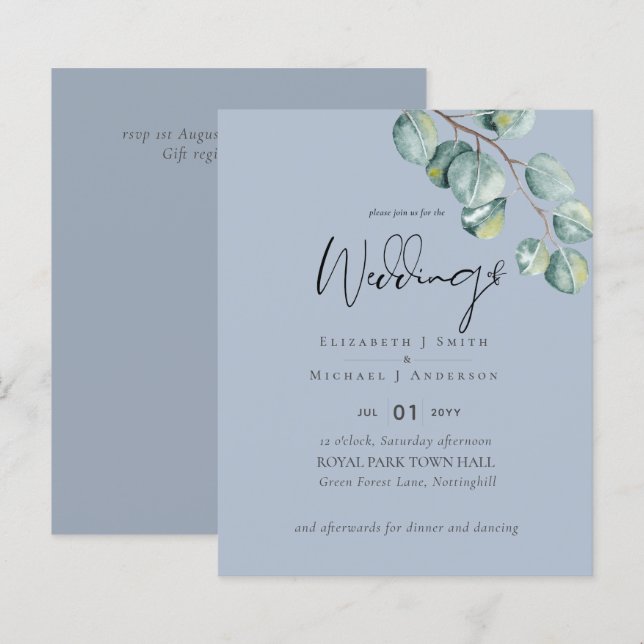 Create Your Own Custom Eucalyptus Greenery Wedding (Front/Back)
