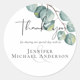 Create Your Own Custom Eucalyptus Greenery Wedding Classic Round Sticker