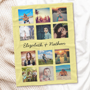 Create Your Own Custom Fun 12 Family Photo Collage Fleece Blanket