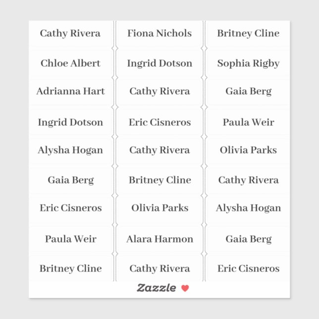 Create Your Own Custom Guest Name Sticker Pack (Sheet)