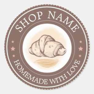 Create your own custom Homemade with love Bakery Classic Round Sticker