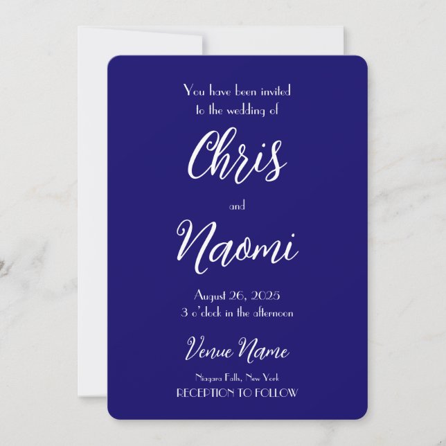 Create Your Own Custom Indigo Wedding Invitation (Front)