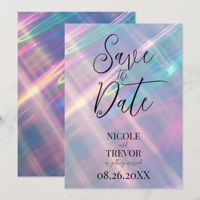 Create Your Own Custom Iridescent Waters Save The Date (Front/Back)