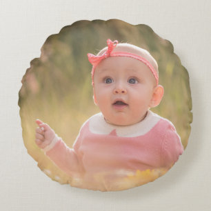 Create Your Own Custom Kids Children Two Photo Round Cushion
