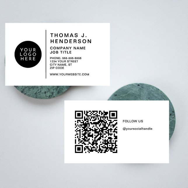 Create Your Own Custom Logo QR Code Modern Business Card (Creator Uploaded)