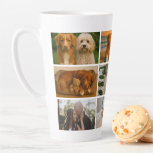 Create your own custom made 9 photo personalised latte mug
