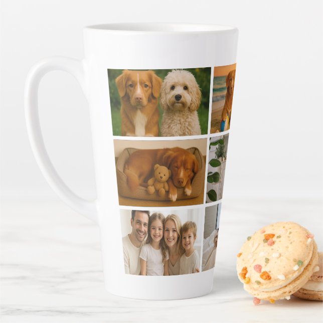 Create your own custom made 9 photo personalized latte mug (In Situ)