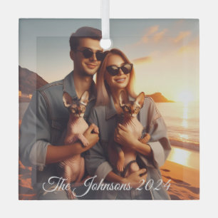 Create Your Own Custom Memorable Family Photo  Glass Tree Decoration