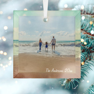 Create Your Own Custom Memorable Family Photo Glass Tree Decoration