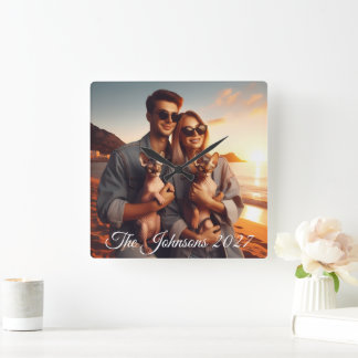 Create Your Own Custom Memorable Family Photo Square Wall Clock