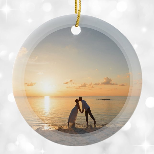Create Your Own Custom Memorable Wedding Photo Ceramic Ornament (Creator Uploaded)