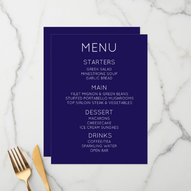Create Your Own Custom Menu (Front/Back In Situ)