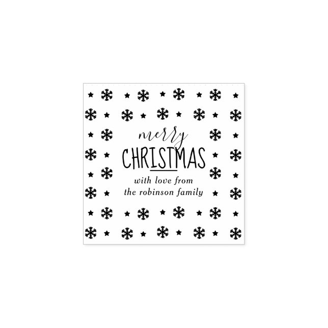Create Your Own Custom "Merry Christmas" Snowflake Rubber Stamp (Imprint)