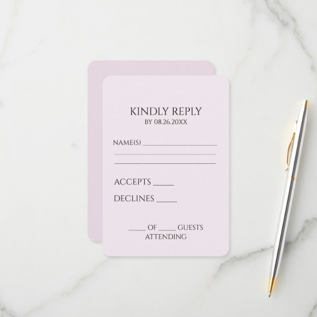 Create Your Own Custom Minimalist RSVP Card (Front/Back In Situ)