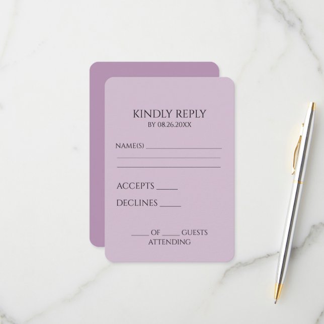 Create Your Own Custom Minimalist RSVP Card (Front/Back In Situ)