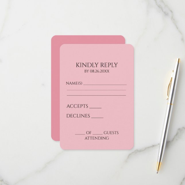 Create Your Own Custom Minimalist RSVP Card (Front/Back In Situ)