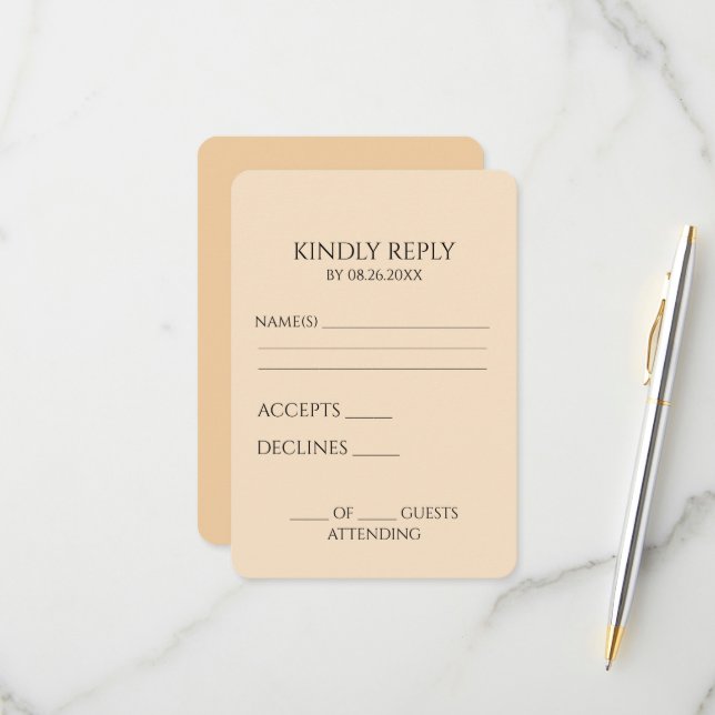 Create Your Own Custom Minimalist RSVP Card (Front/Back In Situ)