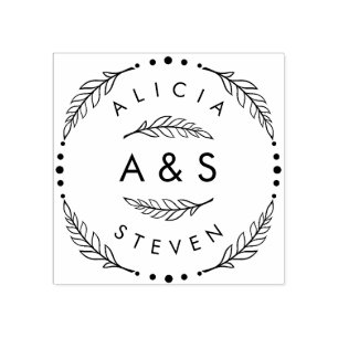 Create Your Own Custom Modern Wedding Initials Rubber Stamp