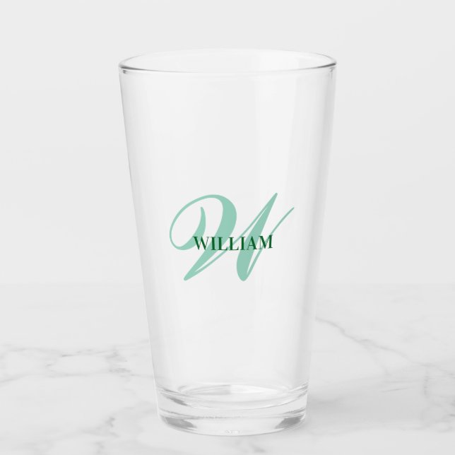 Create Your Own Custom Monogram And Name Green Glass (Front)