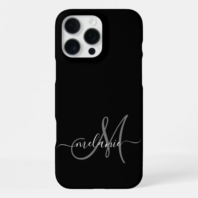 Create Your Own Custom Monogram And Name Script iPhone Case (Back)