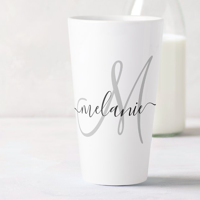 Create Your Own Custom Monogram And Name Script Latte Mug (Creator Uploaded)