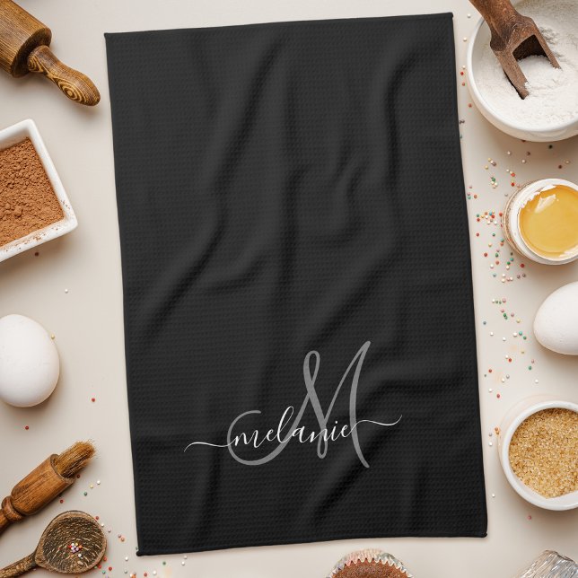 Create Your Own Custom Monogram And Name Script Tea Towel (Creator Uploaded)