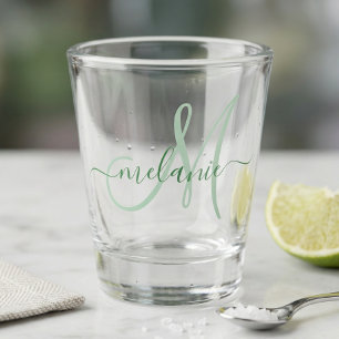 Create Your Own Custom Monogram Name Script Green Shot Glass