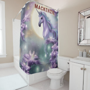 Create Your Own Custom Name Fantasy Unicorn Funny Shower Curtain