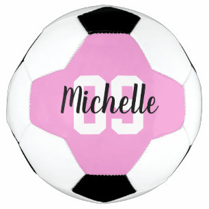 Create Your Own Custom Name Number Pink Soccer Ball