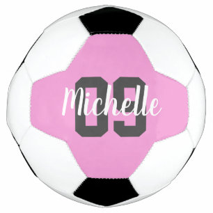 Create Your Own Custom Name Number Pink Soccer Ball