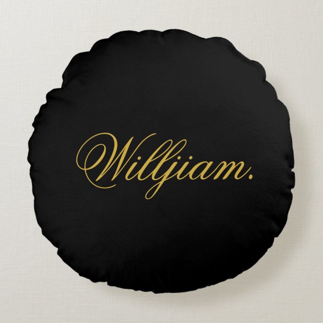 Create Your Own Custom Name on This Black Round Cushion (Front)