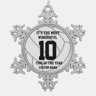 Create Your Own Custom Name Volleyball Snowflake Pewter Christmas Ornament