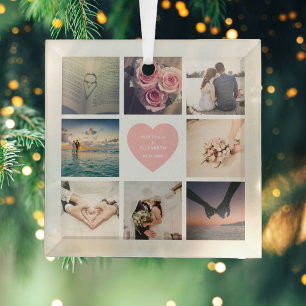 Create Your Own Custom Newlyweds Wedding Photo Glass Tree Decoration