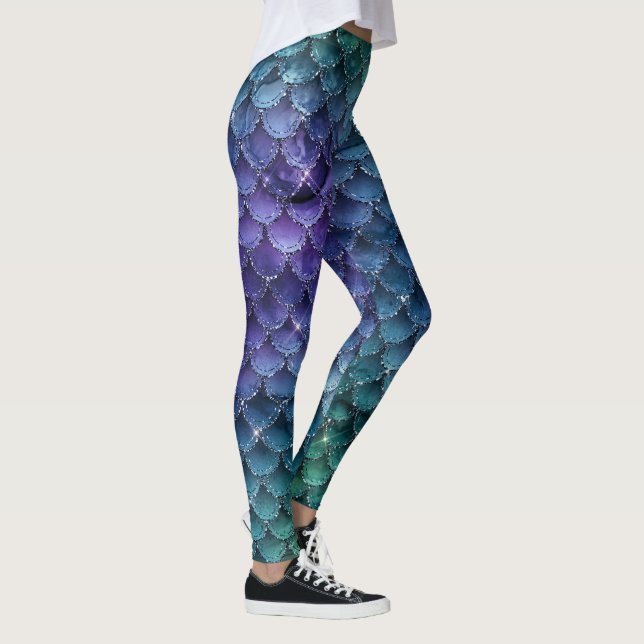 Create Your Own Custom Personalised Fish Mermaid   Leggings (Right)