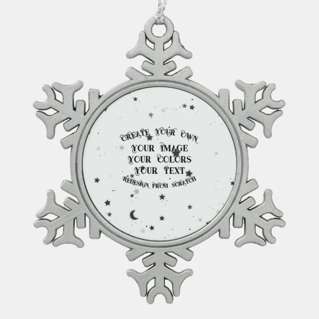 Create Your Own Custom Personalised Snowflake Pewter Christmas Ornament (Front)