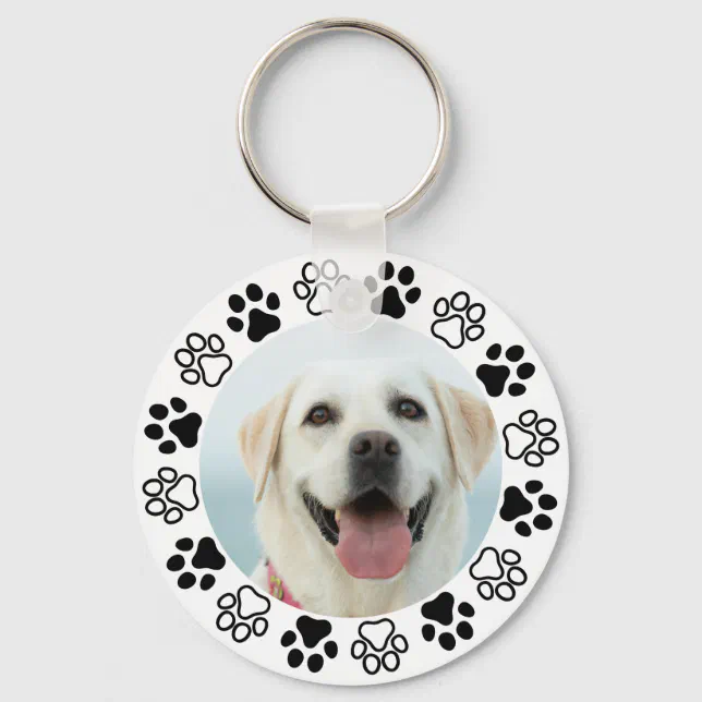Create Your Own Custom Pet Photo Paw Print Frame Key Ring | Zazzle