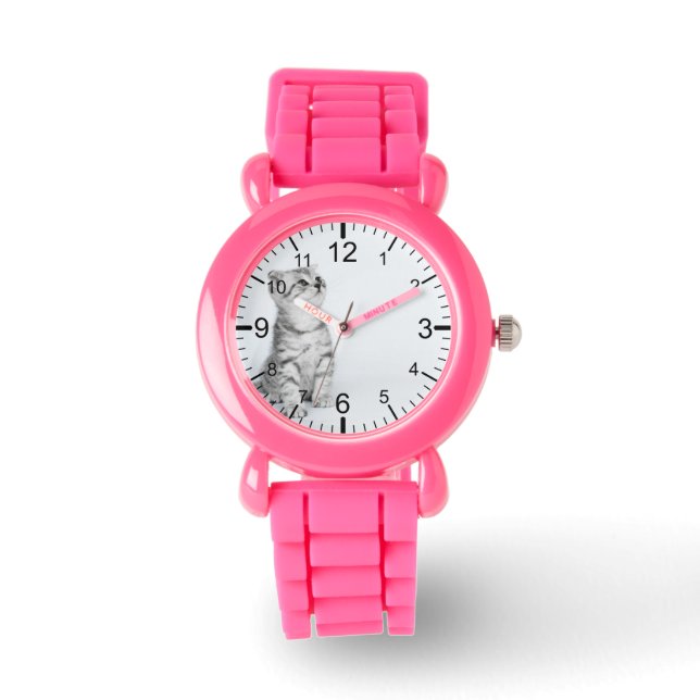 Create Your Own Custom Pet Photo Pink Watch (Front)
