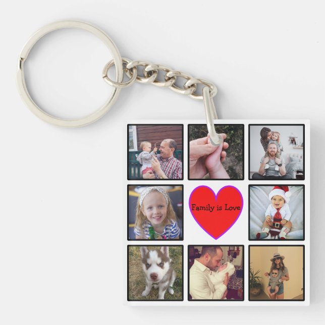 Create Your Own Custom Photo Collage With Text Key Ring (Front)