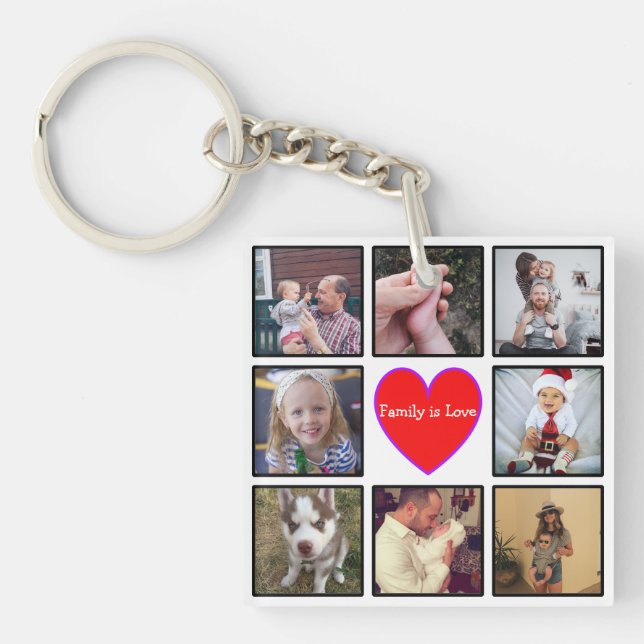Create Your Own Custom Photo Collage With Text Key Ring (Front)