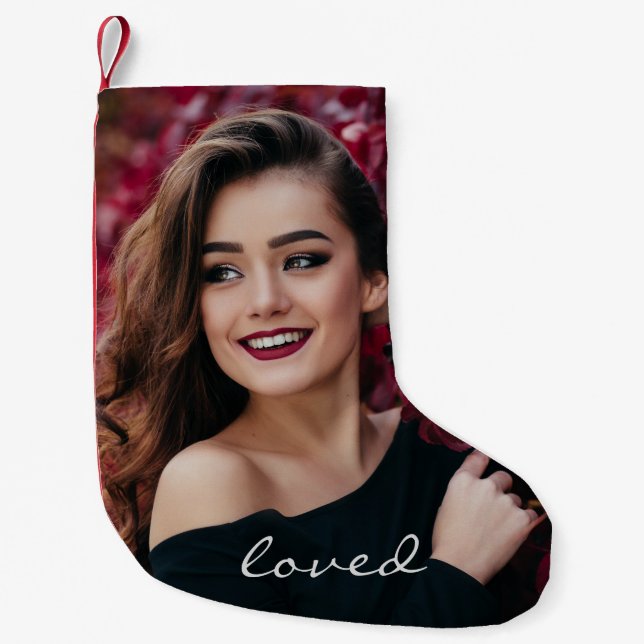Create Your Own Custom Photo DIY Loved Small Christmas Stocking (Front)