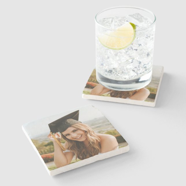 Create Your Own Custom Photo Graduation Party Stone Coaster (Side)