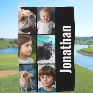 Create your own custom photo men's black golf towel