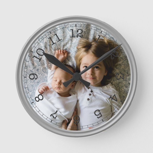 Create Your Own Custom Photo Modern Round Clock (Front)