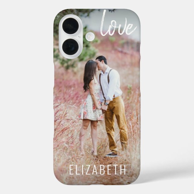 Create Your Own Custom Photo Modern Script LOVE Case-Mate iPhone Case (Back)