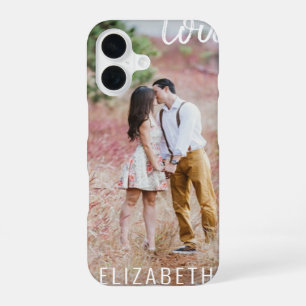Create Your Own Custom Photo Modern Script LOVE iPhone 16 Case