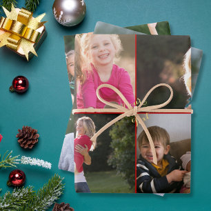 Create Your Own Custom Photo Red Gold Christmas Wrapping Paper Sheet