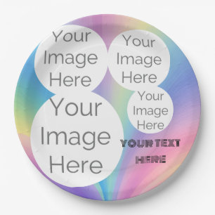 create your own custom photo text pastel rainbow paper plate