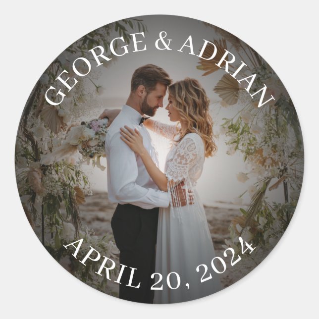 Create your Own Custom Photo Wedding Favour Classic Round Sticker (Front)