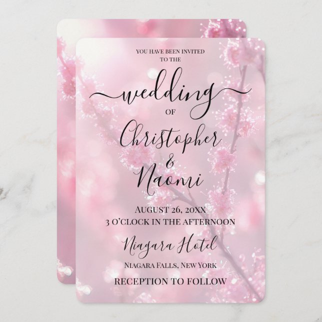 Create Your Own Custom Pink Budding Branches Invitation (Front/Back)